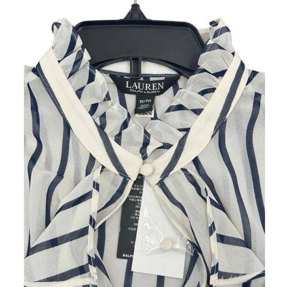 LAUREN Ralph Lauren Striped Ruffle-Trim Chiffon Blouse - Picture 9 of 10
